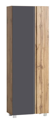 Hochschrank 65 cm mit Holz- und Dunkelgrau-Optik, Frontalansicht