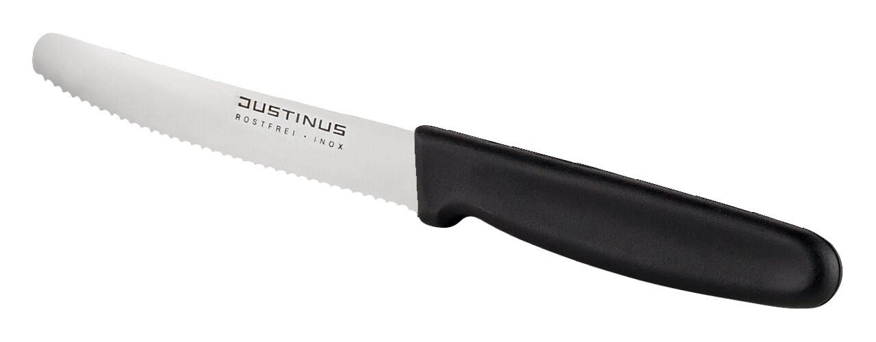 Brötchenmesser FineCut 11cm mit schwarzem Griff, seitliche Ansicht