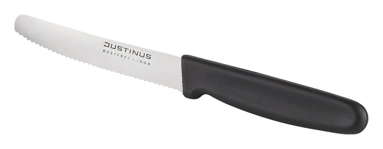 Brötchenmesser FineCut 11cm mit schwarzem Griff, seitliche Ansicht