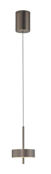 Moderne Pendelleuchte Q-ROTATE in Metalloptik, seitliche Perspektive