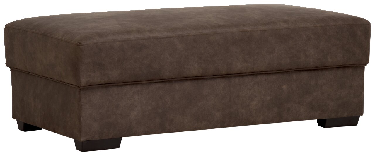 Brauner Hocker in rechteckiger Form, seitliche Perspektive