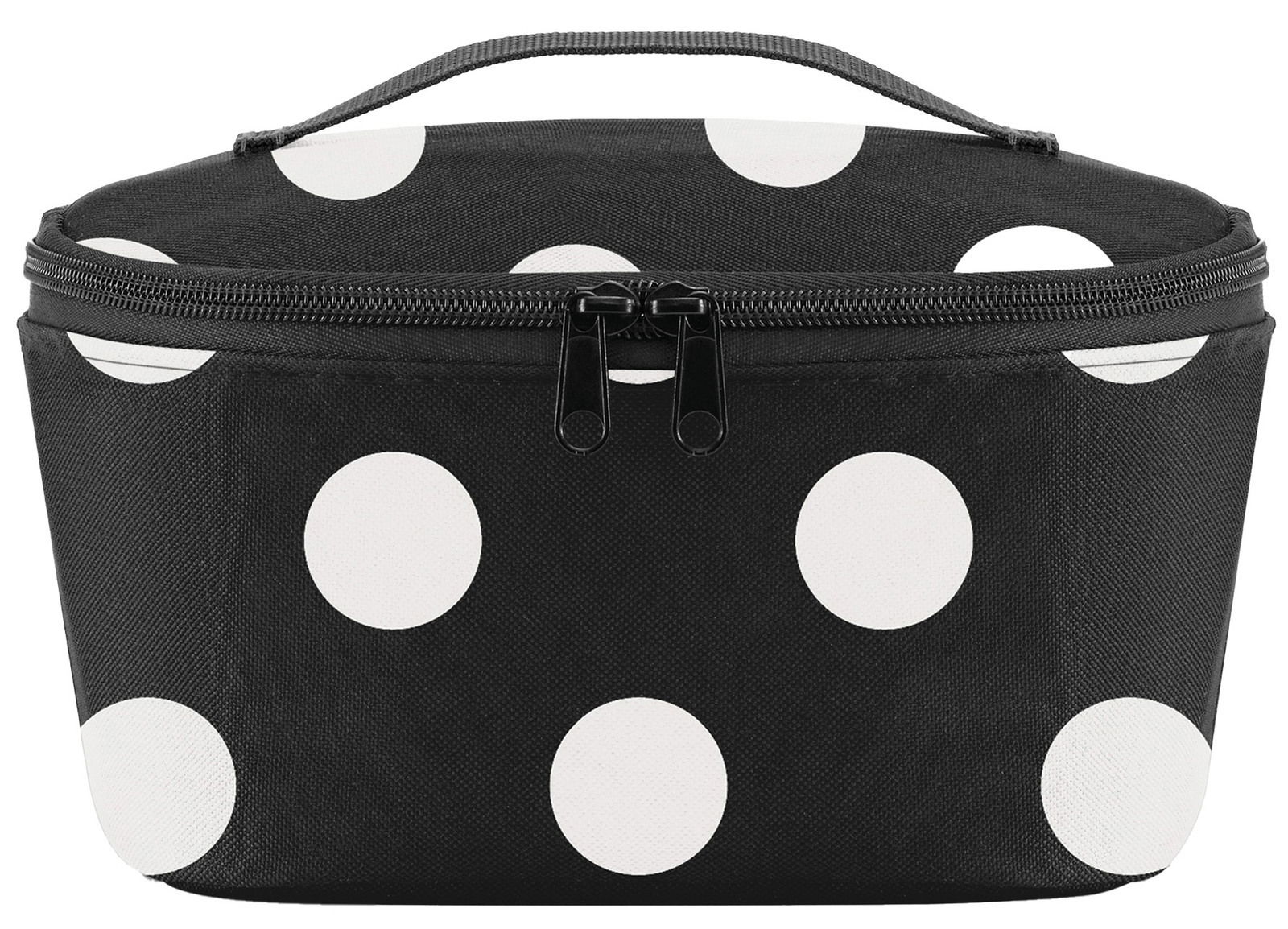 Schwarze Kühltasche mit weißen Punkten, Vorderansicht