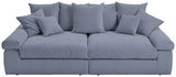 Großes, graues Big-Sofa mit mehreren Kissen, Vorderansicht