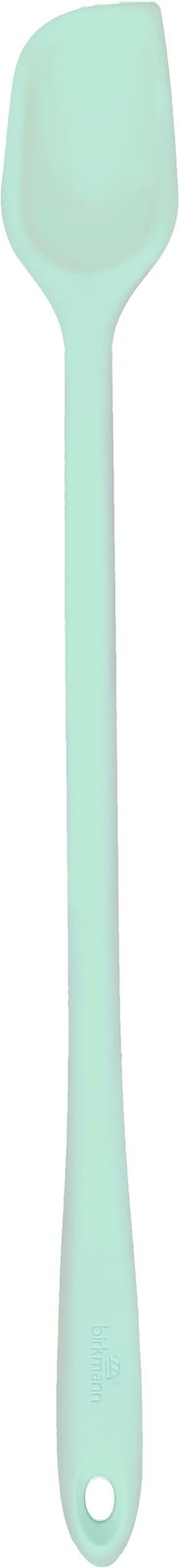 Mintfarbener Silikonlöffel in voller Länge, von oben betrachtet