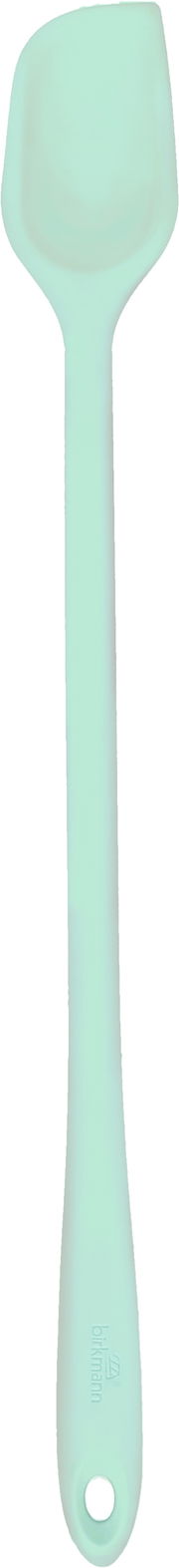 Mintfarbener Silikonlöffel in voller Länge, von oben betrachtet