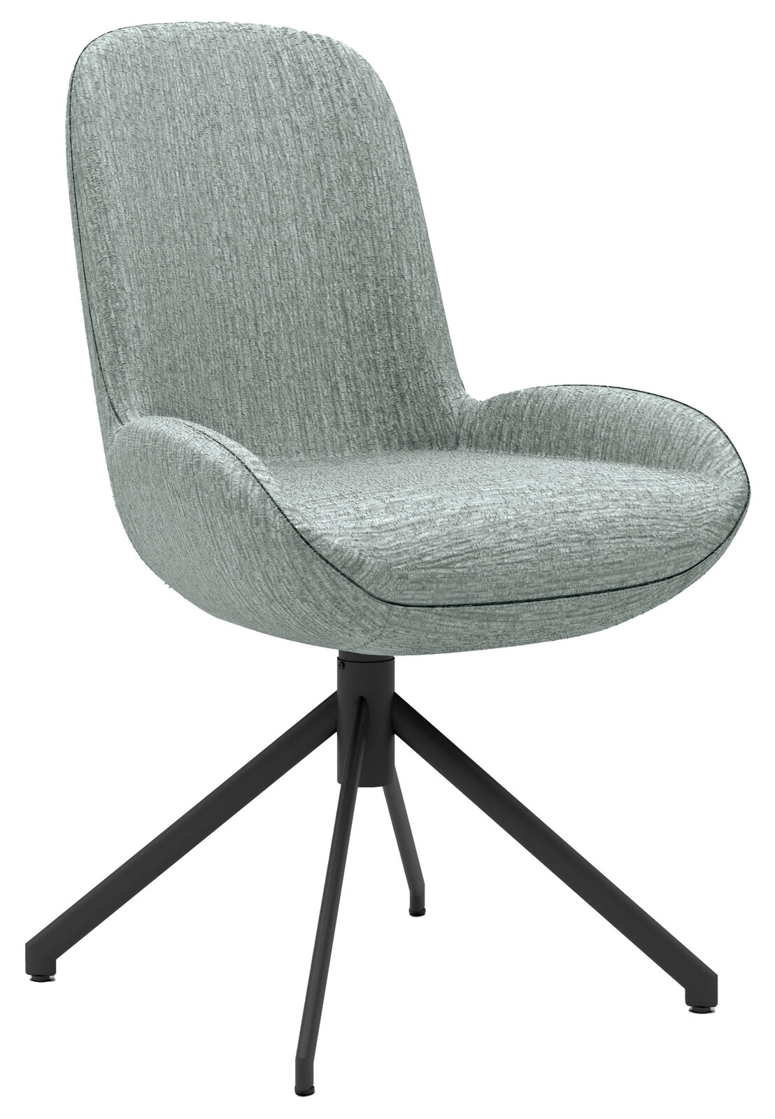 Musterring Stuhl MR HELVIN Moderner Stuhl mit grauem Stoffbezug und schwarzem Metallgestell, seitliche Perspektive