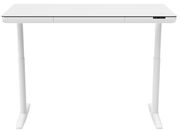 Moderner weißer E-Schreibtisch mit höhenverstellbaren Beinen, Frontalansicht