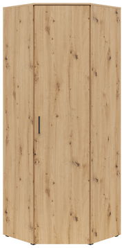 Eckschrank aus Holz mit natürlicher Maserung, frontal betrachtet