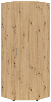 Eckschrank aus Holz mit natürlicher Maserung, frontal betrachtet