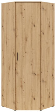 Eckschrank aus Holz mit natürlicher Maserung, frontal betrachtet