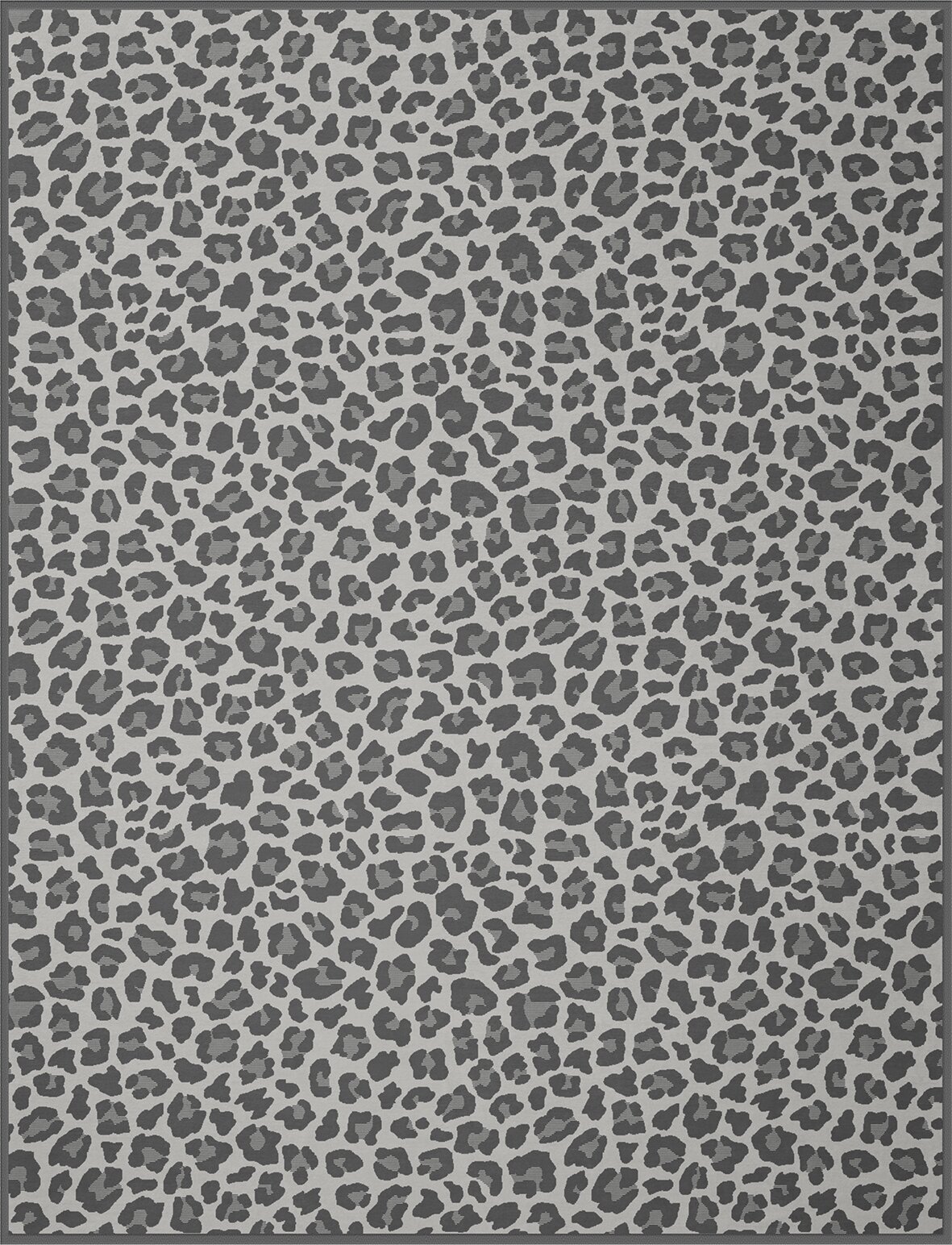 Leopardengemusterte Wohndecke in Grau- und Schwarztönen, Draufsicht