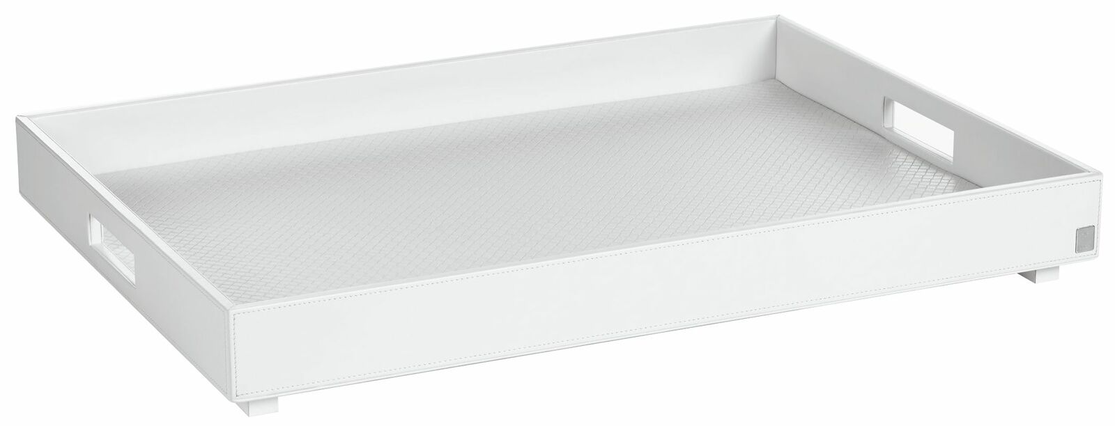 Weißes Tablett XL mit strukturiertem Boden, seitlicher Perspektive