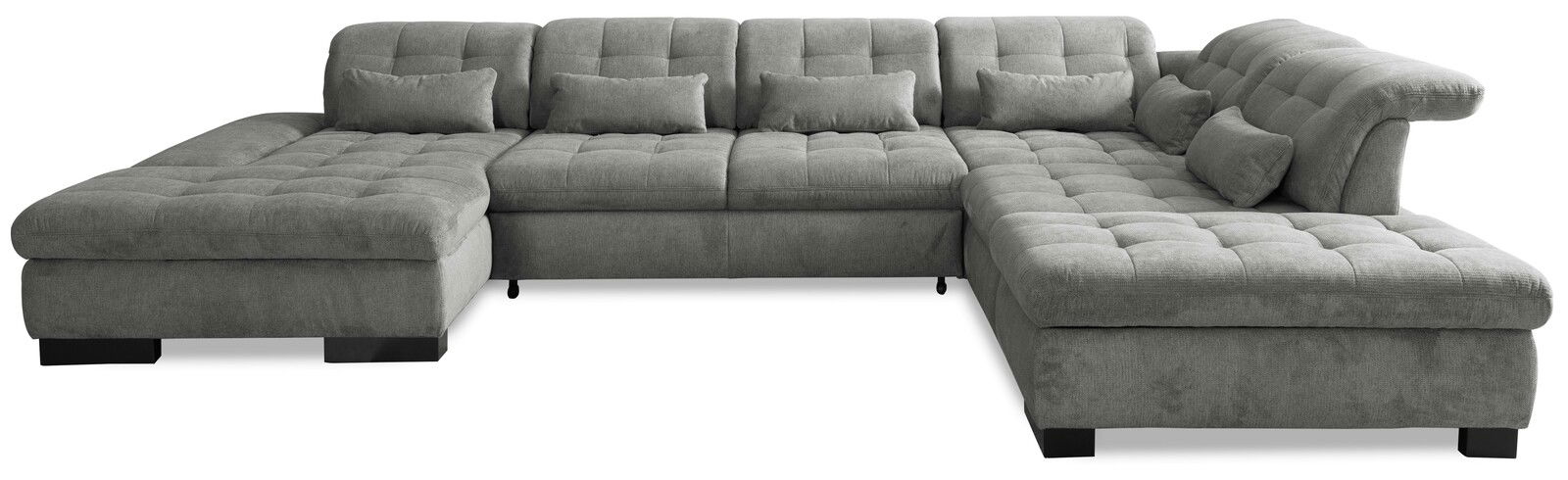 Graues, modernes U-förmiges Sofa mit mehreren Kissen, Vorderansicht