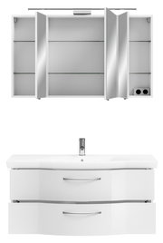 Badezimmermöbel-Set mit Spiegelschrank und Waschbeckenunterschrank, Frontalansicht