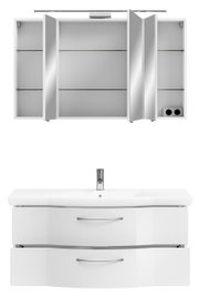 Badezimmermöbel-Set mit Spiegelschrank und Waschbeckenunterschrank, Frontalansicht