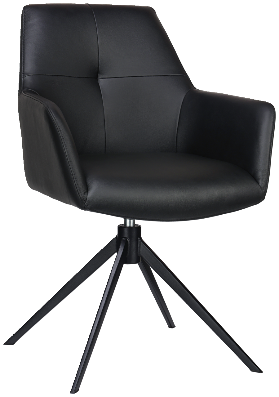 Novel Armlehnstuhl MEDUSA Schwarzer Armlehnstuhl mit modernem Design, vierbeiniger Metallfuß, seitliche Perspektive