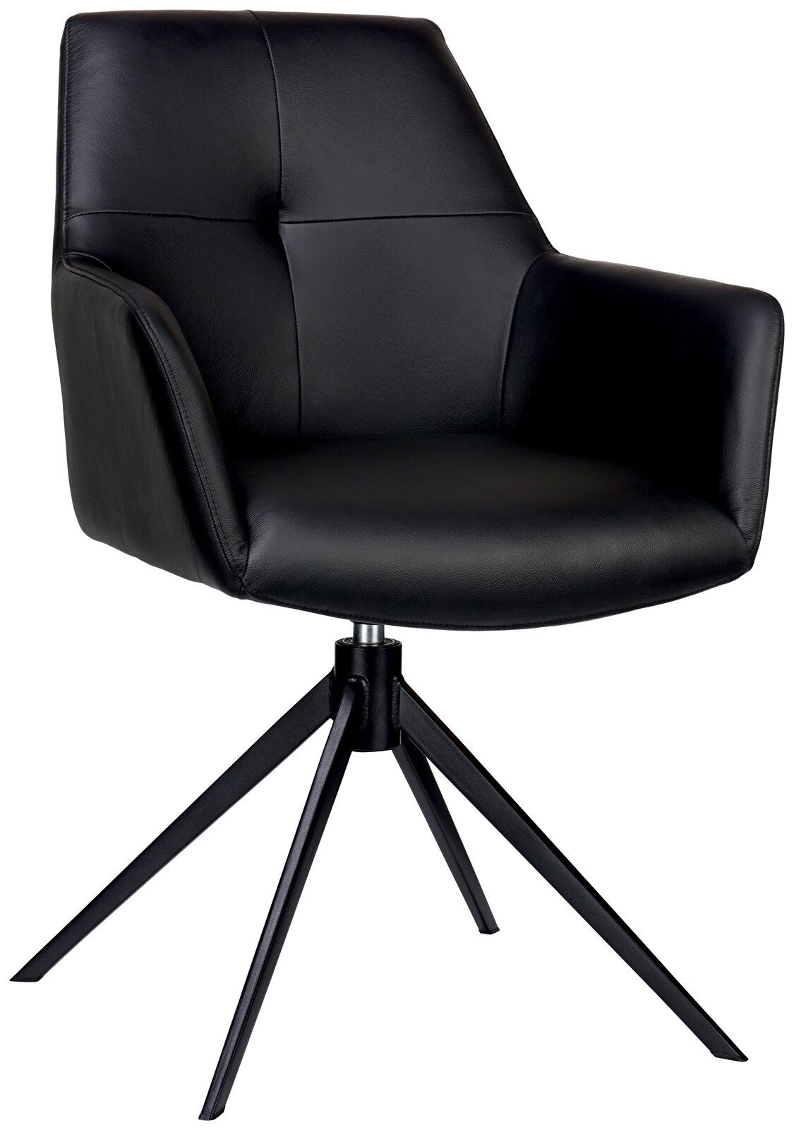 Novel Armlehnstuhl MEDUSA Schwarzer Armlehnstuhl mit modernem Design, vierbeiniger Metallfuß, seitliche Perspektive