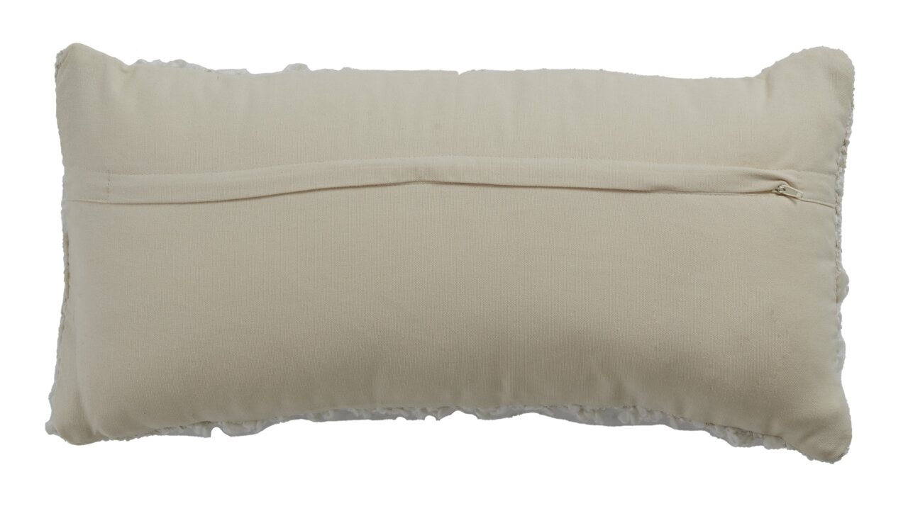 Achterkant van een rechthoekig, crèmekleurig kussen met ritssluiting, kussen HUMADA 60x30 cm van Light&Living.;