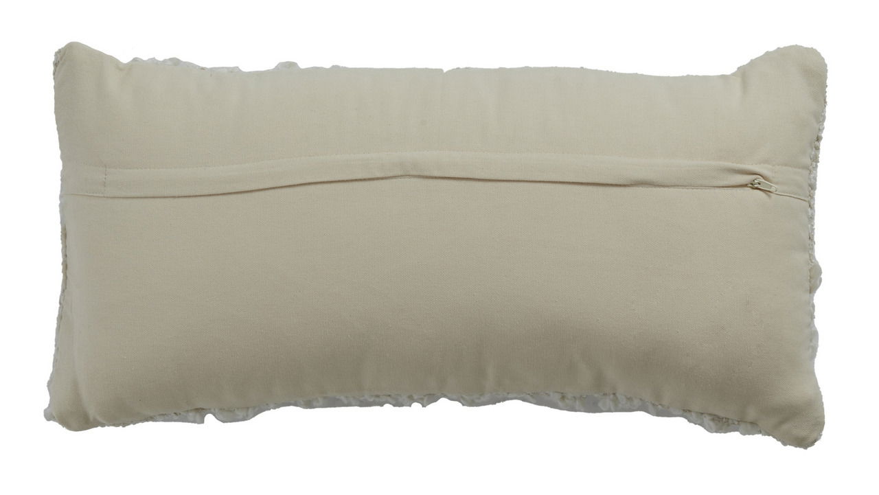 Rückansicht eines rechteckigen, cremefarbenen Kissens mit Reißverschluss, Kissen HUMADA 60x30 cm von Light&Living.