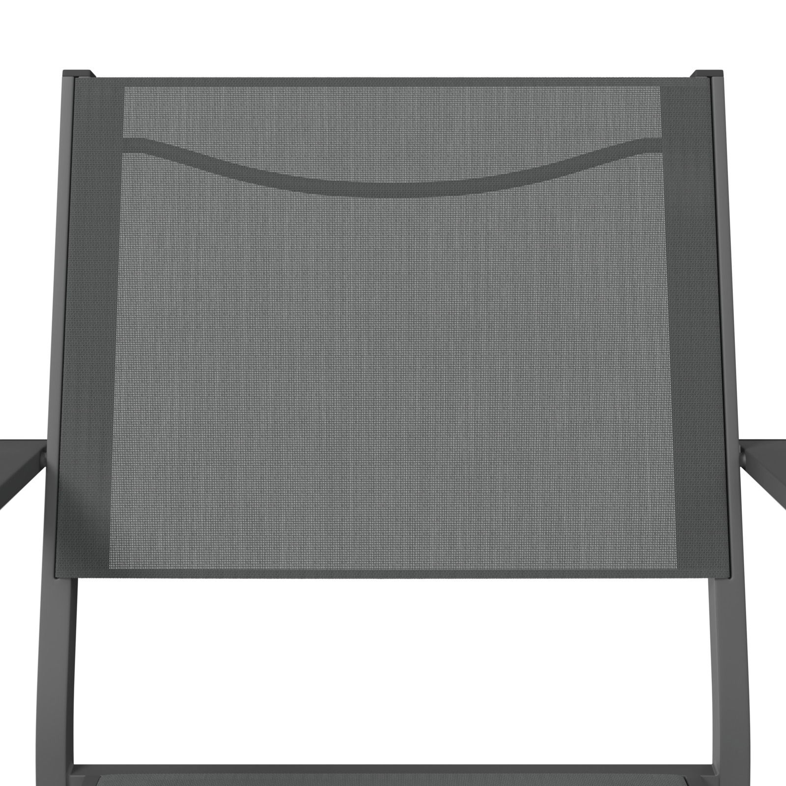 Vorderansicht eines modernen, dunkelgrauen Stapelsessels mit schlichtem Design.