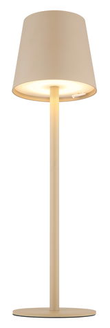 Akku-Tischleuchte VANNIE in Beige, seitliche Perspektive