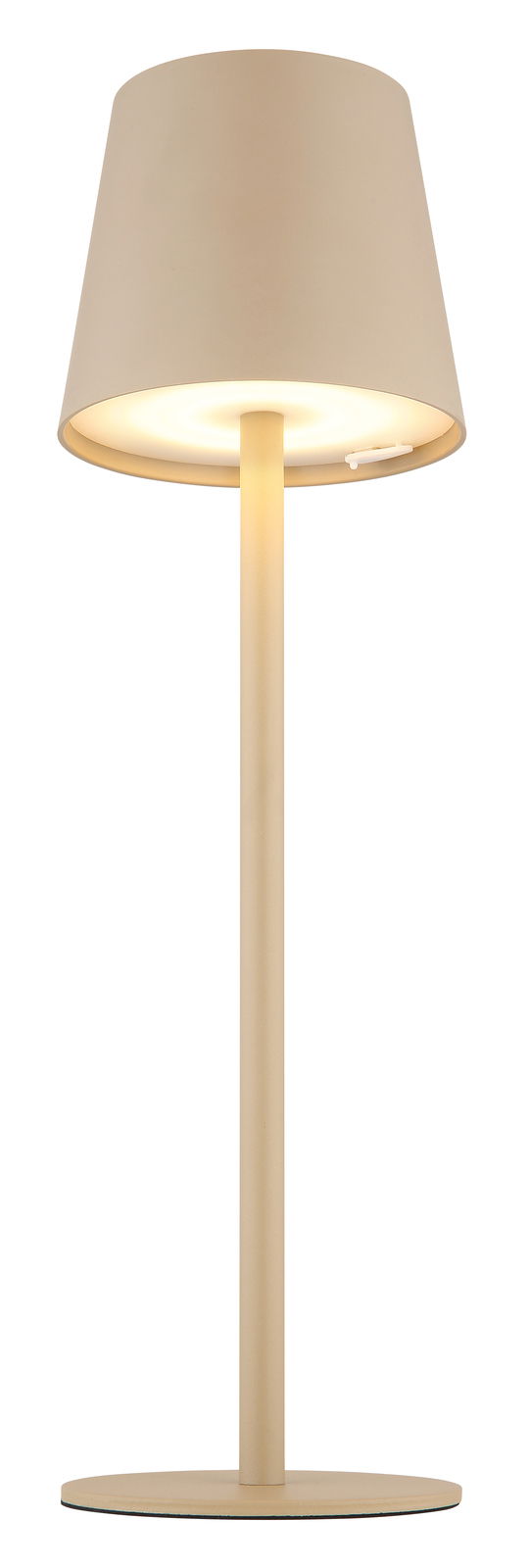 Akku-Tischleuchte VANNIE in Beige, seitliche Perspektive