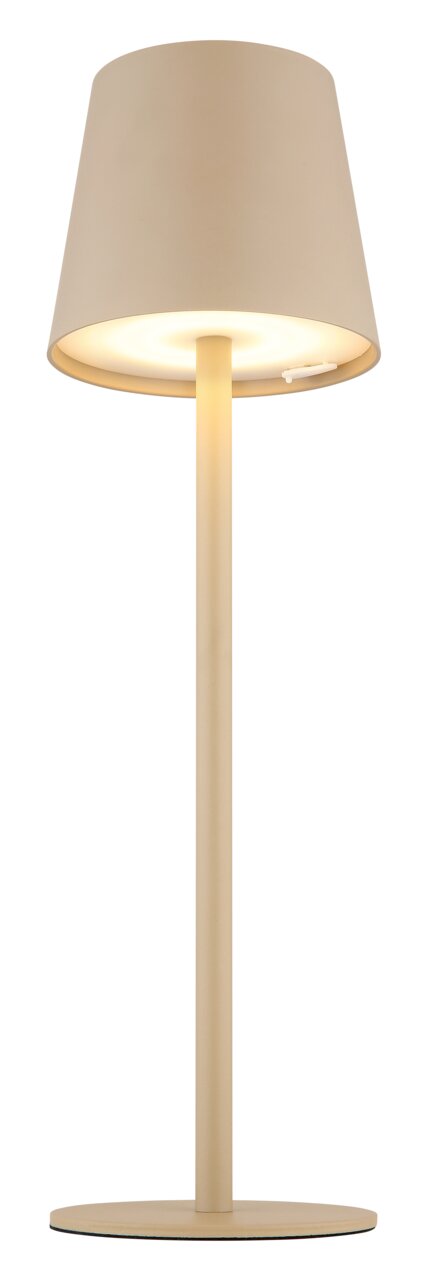 VANNIE accu-tafellamp in beige, zijaanzicht