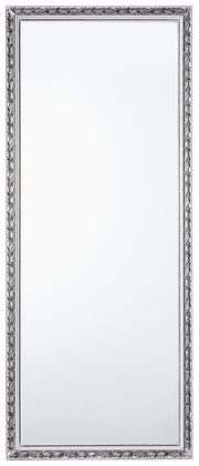 Rechteckiger Spiegel mit verziertem silbernem Rahmen, frontal betrachtet
