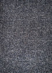 Nahaufnahme eines grauen Stoffmusters, das für einen Armlehnstuhl verwendet wird, von oben betrachtet.