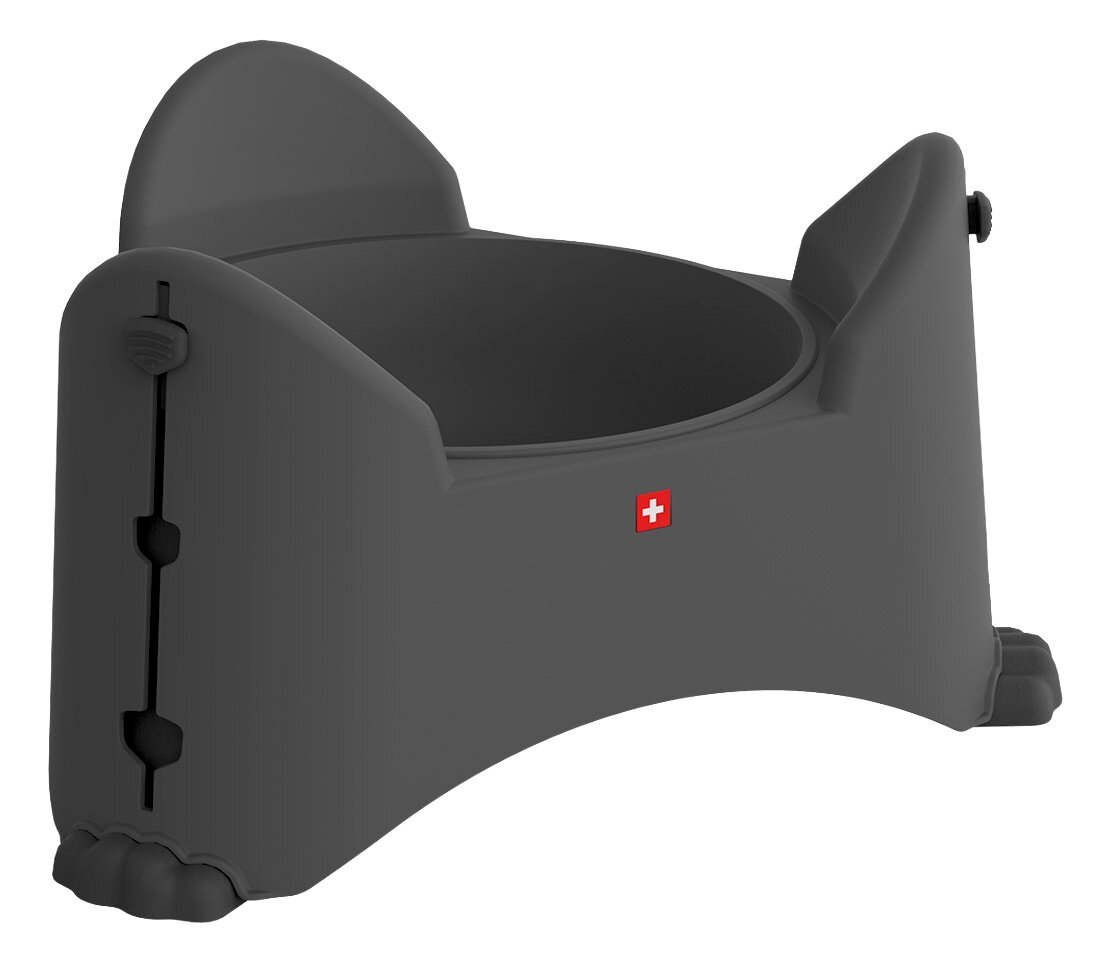 Verstellbarer Futternapf in Grau mit Schweizer Kreuz, seitliche Perspektive