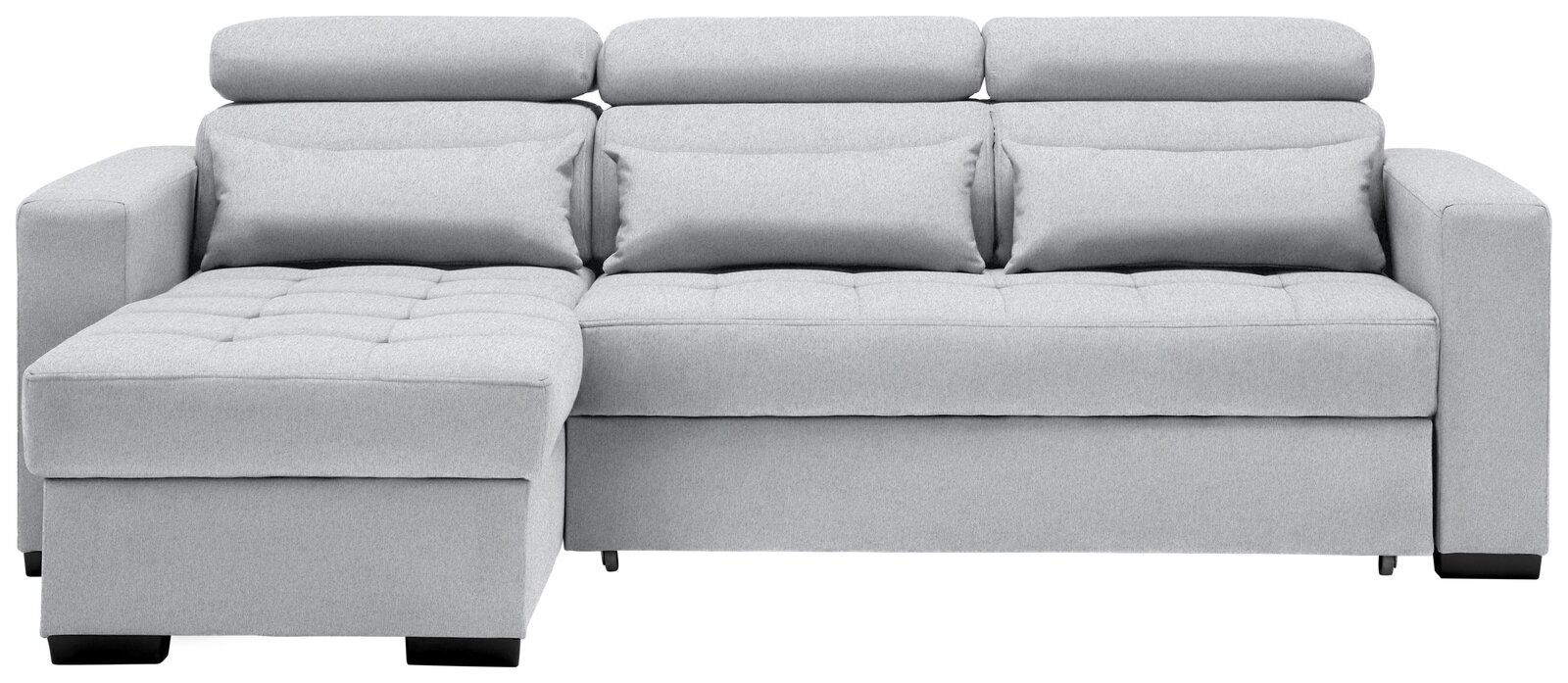 Graues Ecksofa mit Ottomane links, Vorderansicht