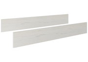 Zwei weiße Holzpaneele mit Maserung, seitliche Perspektive