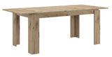 Holzesstisch in rechteckiger Form aus hellem Holz, seitliche Perspektive