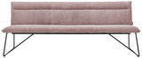 Rosa Sitzbank mit Metallbeinen, Vorderansicht