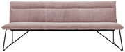 Rosa Sitzbank mit Metallbeinen, Vorderansicht