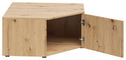Eckaufsatzschrank aus Holz mit geöffneter Tür, Perspektive von vorne