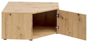 Eckaufsatzschrank aus Holz mit geöffneter Tür, Perspektive von vorne