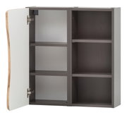 Hangkast 60 met geopende deur, drie legplanken en een moderne houtlook, zijaanzicht