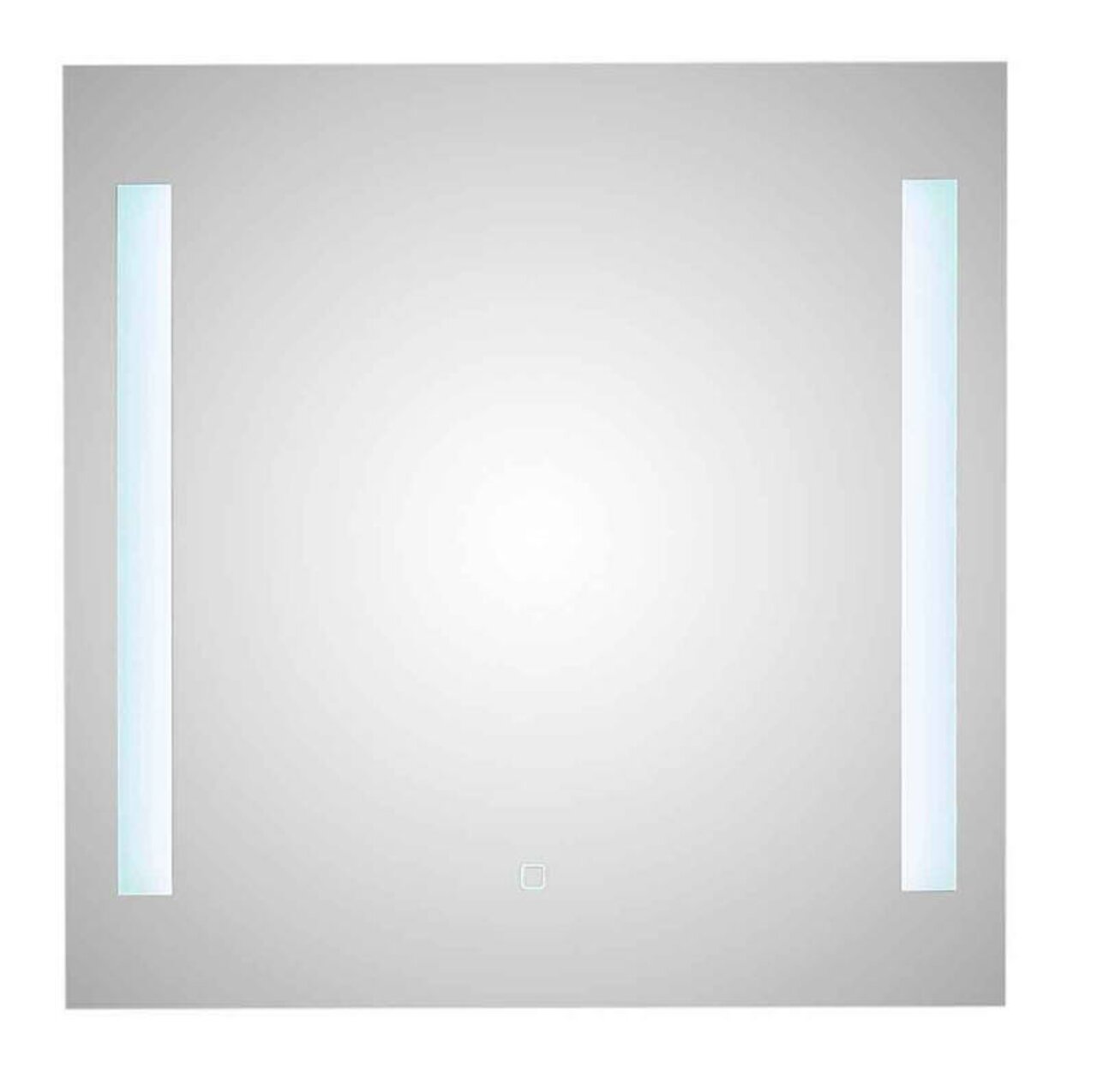 LED-Spiegel mit zwei vertikalen Leuchtstreifen, frontal betrachtet