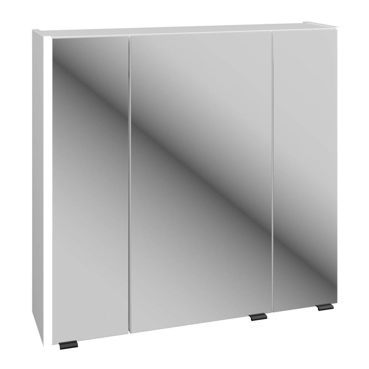 XORA Spiegelschrank ITALLO Moderner Spiegelschrank mit drei Türen, frontal betrachtet, 76 cm breit.