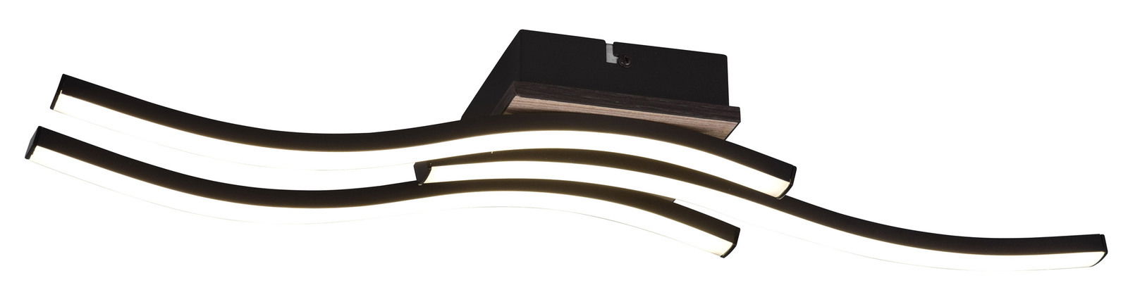 Moderne Deckenleuchte mit geschwungenem Design, seitliche Perspektive