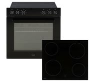 Einbauherd-Set mit schwarzem Ofen und vier Kochfeldern, Frontalansicht