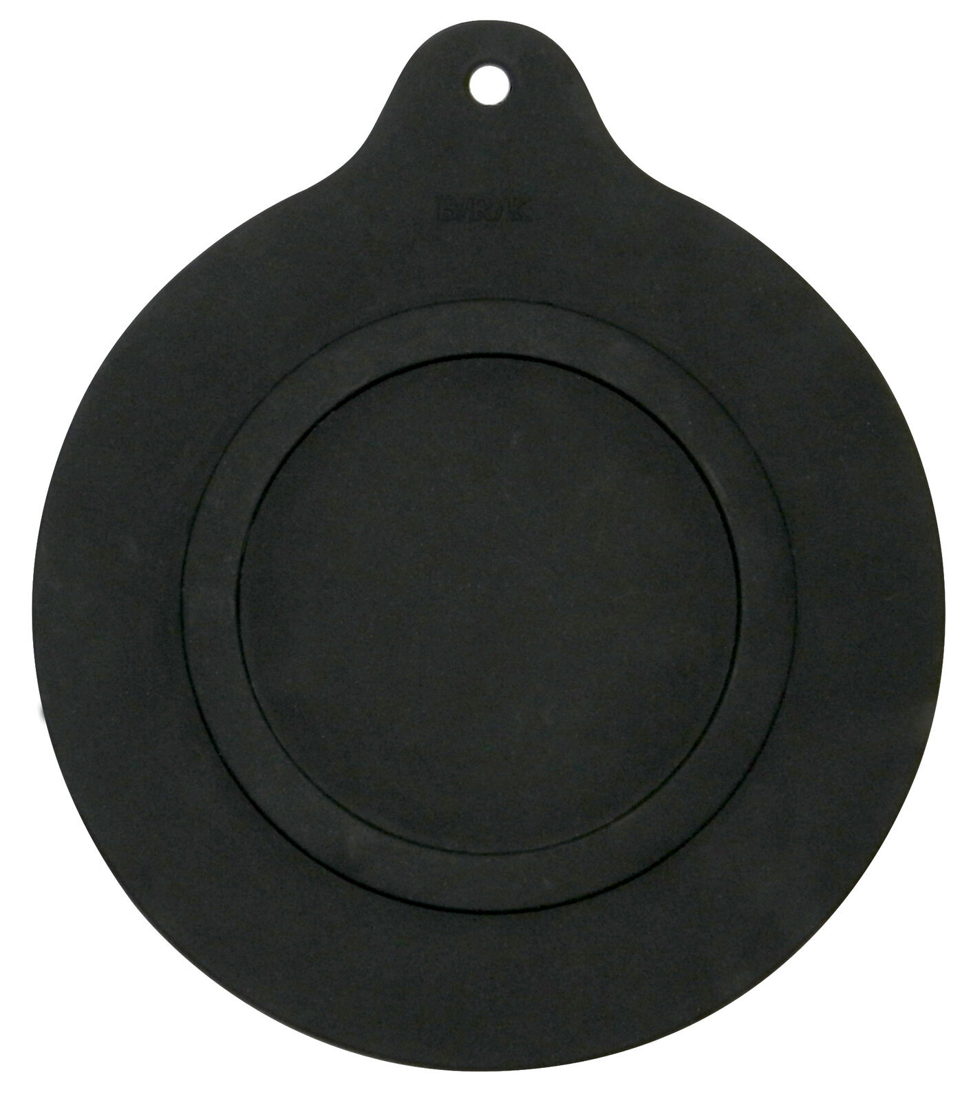 Elo magnetischer Topfuntersetzer Schwarzer, runder magnetischer Topfuntersetzer mit Aufhängeloch, Draufsicht