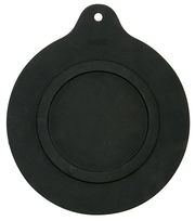 Schwarzer, runder magnetischer Topfuntersetzer mit Aufhängeloch, Draufsicht