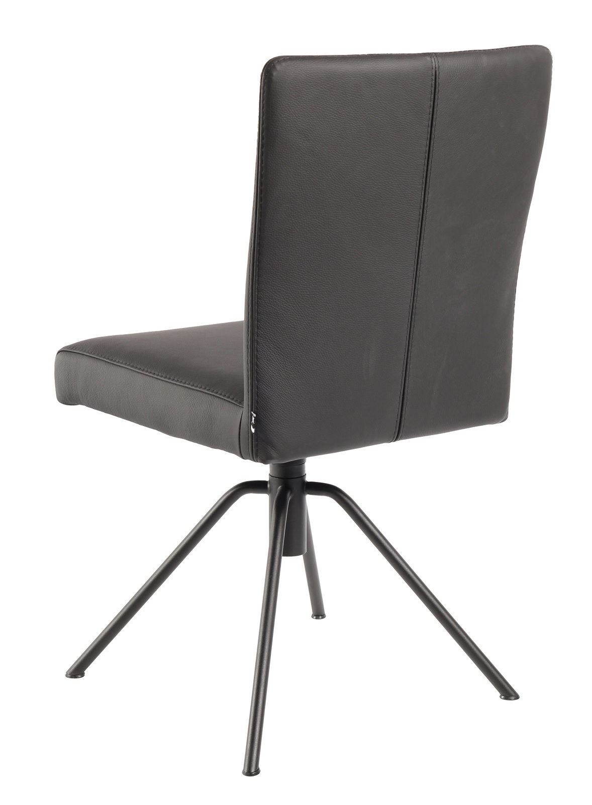 Moderner schwarzer Stuhl mit Metallbeinen, Rückansicht