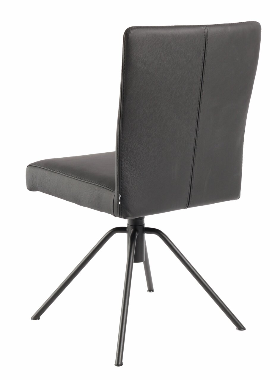 Moderner schwarzer Stuhl mit Metallbeinen, Rückansicht