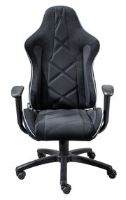 Schwarzer Gaming-Stuhl mit ergonomischem Design, Vorderansicht