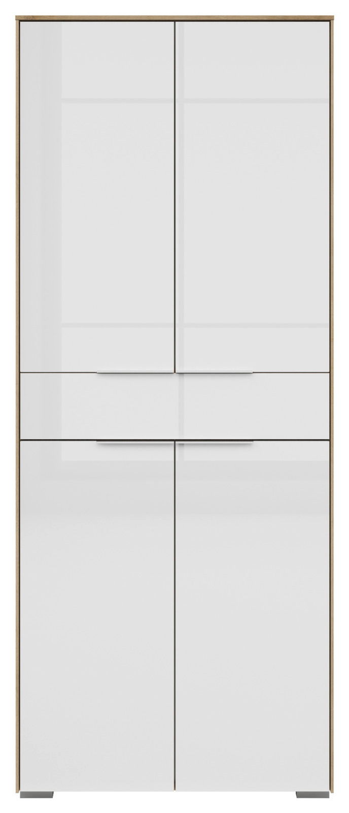 Moderner Aktenschrank mit vier Türen und einer Schublade, Frontalansicht