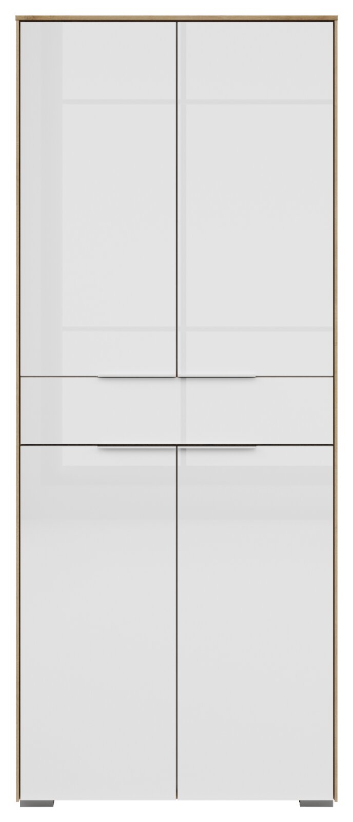 Moderner Aktenschrank mit vier Türen und einer Schublade, Frontalansicht