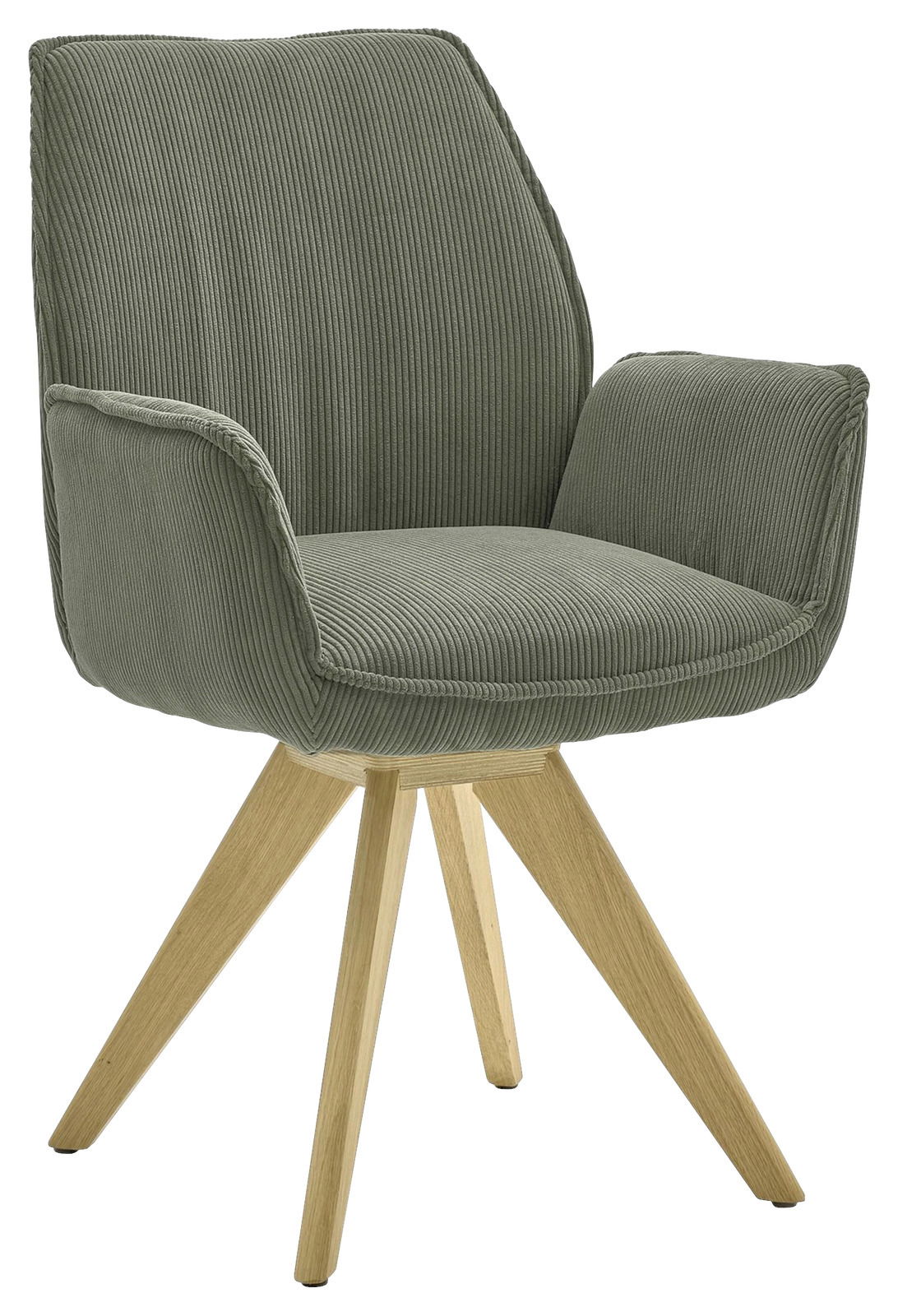 Musterring Armlehnstuhl MR TIAMA Grüner Armlehnstuhl mit Holzbeinen, seitliche Perspektive
